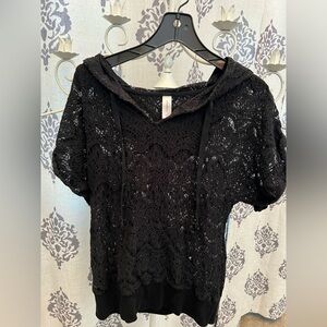 Black Beach Sweater with Hood sz L